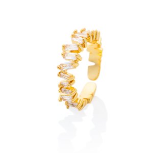 franco bene Předobjednávka - Pozlacený prsten s bílými kamínky (doručení do 10.04.2024)