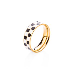 franco bene Pozlacený prsten se vzorem šachovnice Velikost prstenu: 6 (52 mm)