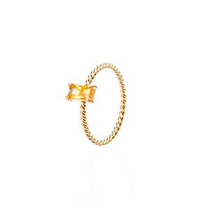 franco bene Diamond prsten se žlutým kamínkem (úzký) Velikost prstenu: 6 (52 mm)