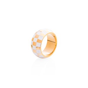 franco bene Pozlacený prsten se vzorem šachovnice Velikost prstenu: 7 (56 mm)