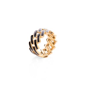 franco bene Dvouřadý prsten - černý Velikost prstenu: 8 (60 mm)