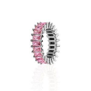 franco bene Stříbrný crystal prsten - růžový Velikost prstenu: 7 (56 mm)