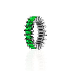 franco bene Stříbrný crystal prsten - zelený Velikost prstenu: 6 (52 mm)