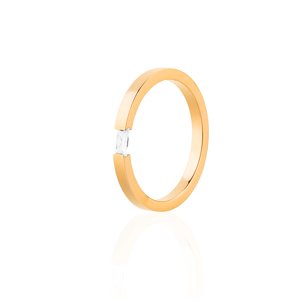franco bene Pozlacený prsten s bílým kamínkem Velikost prstenu: 5 (48 mm)