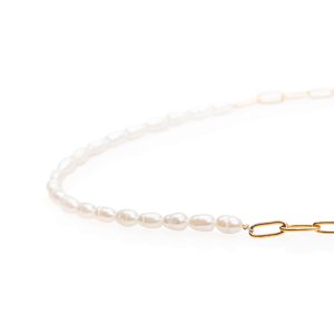 franco bene Chained náhrdelník s perlami - úzký