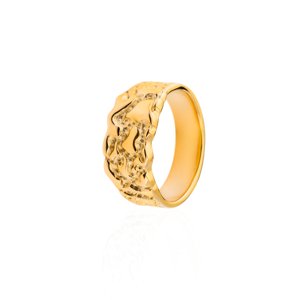 franco bene Pozlacený prsten s popraskaným vzorem Velikost prstenu: 6 (52 mm)