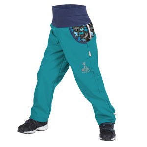 Unuo, Dětské softshellové kalhoty s fleecem, Sv. Smaragdová, Pejsci Velikost: 110/116 dětské kalhoty