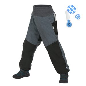 Unuo, Dětské softshellové oteplovačky s fleecem, Černá, Žíhaná Antracitová Velikost: 116/122 dětské kalhoty