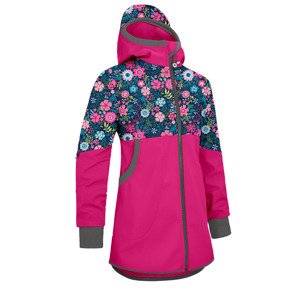 Unuo, Dívčí softshellový kabát s fleecem Street, Fuchsiová, Květinky Velikost: 134/140
