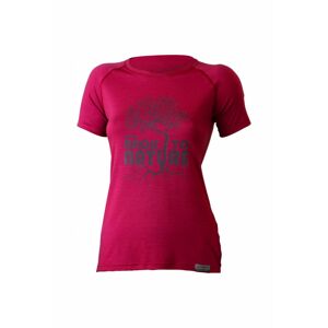 Lasting BACK 4747 růžové vlněné merino triko s tiskem Velikost: XL