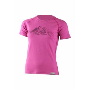 Lasting dámské merino triko s tiskem HILA růžové Velikost: M