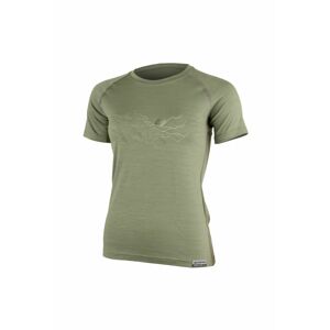 Lasting dámské merino triko s tiskem LAVY zelené Velikost: L dámské triko