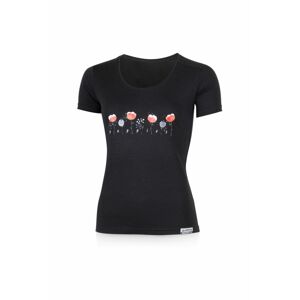 Lasting dámské merino triko s tiskem POPPY černé Velikost: M 8596445059557