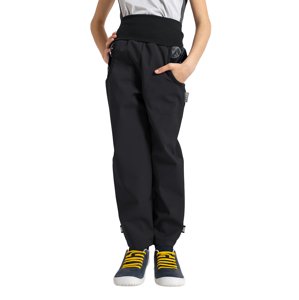 Unuo, Dětské softshellové kalhoty s fleecem Basic, Černá, Planety Velikost: 104/110