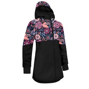 Unuo, Dívčí softshellový kabát s fleecem Street, Černá, Kouzelné květiny Velikost: 140/146