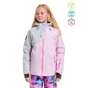 Dětská snb & ski bunda meatfly deliah světle šedá/růžová 158