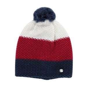 Zimní čepice s bambulí alpine pro delore bílá/vínová/modrá s