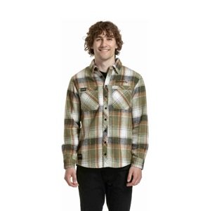 Pánská košile meatfly woody premium zelená/hnědá xl