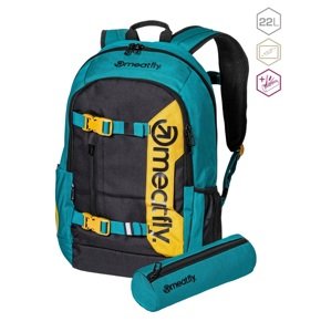 Batoh meatfly basejumper + penál zdarma petrolejová/žlutá 22 l